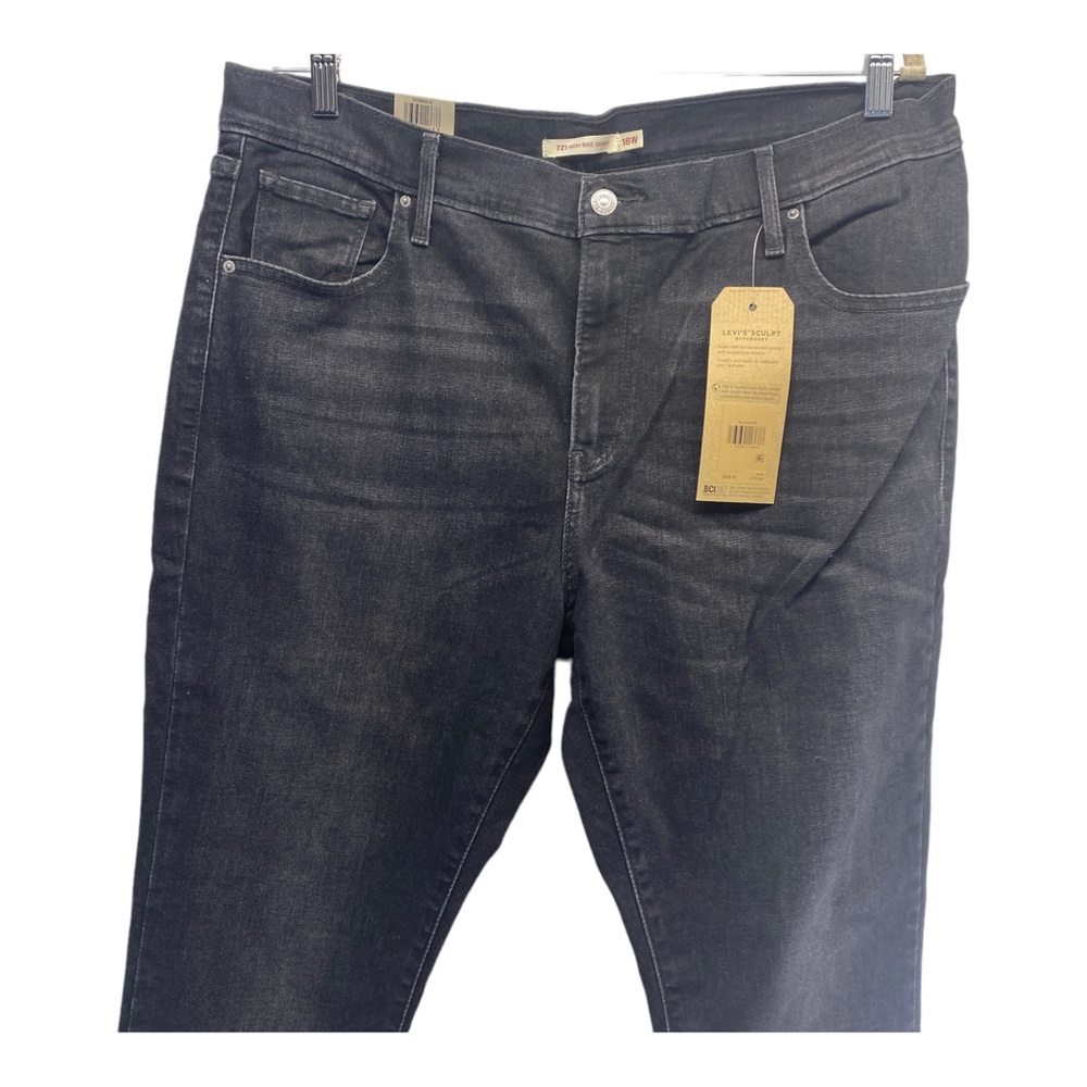 Levi's 721 high-rise skinny jeans 18W plus black stretch NWT classic denim - Picture 4 of 9